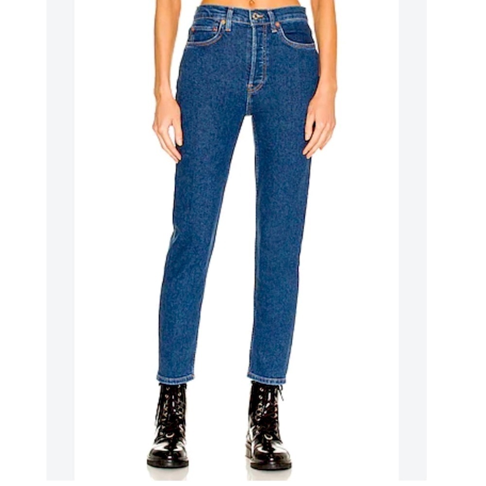 New Re/Done 90s Ankle Straight Jeans Classic Originals Size 25 Dark Blue - Picture 5 of 7